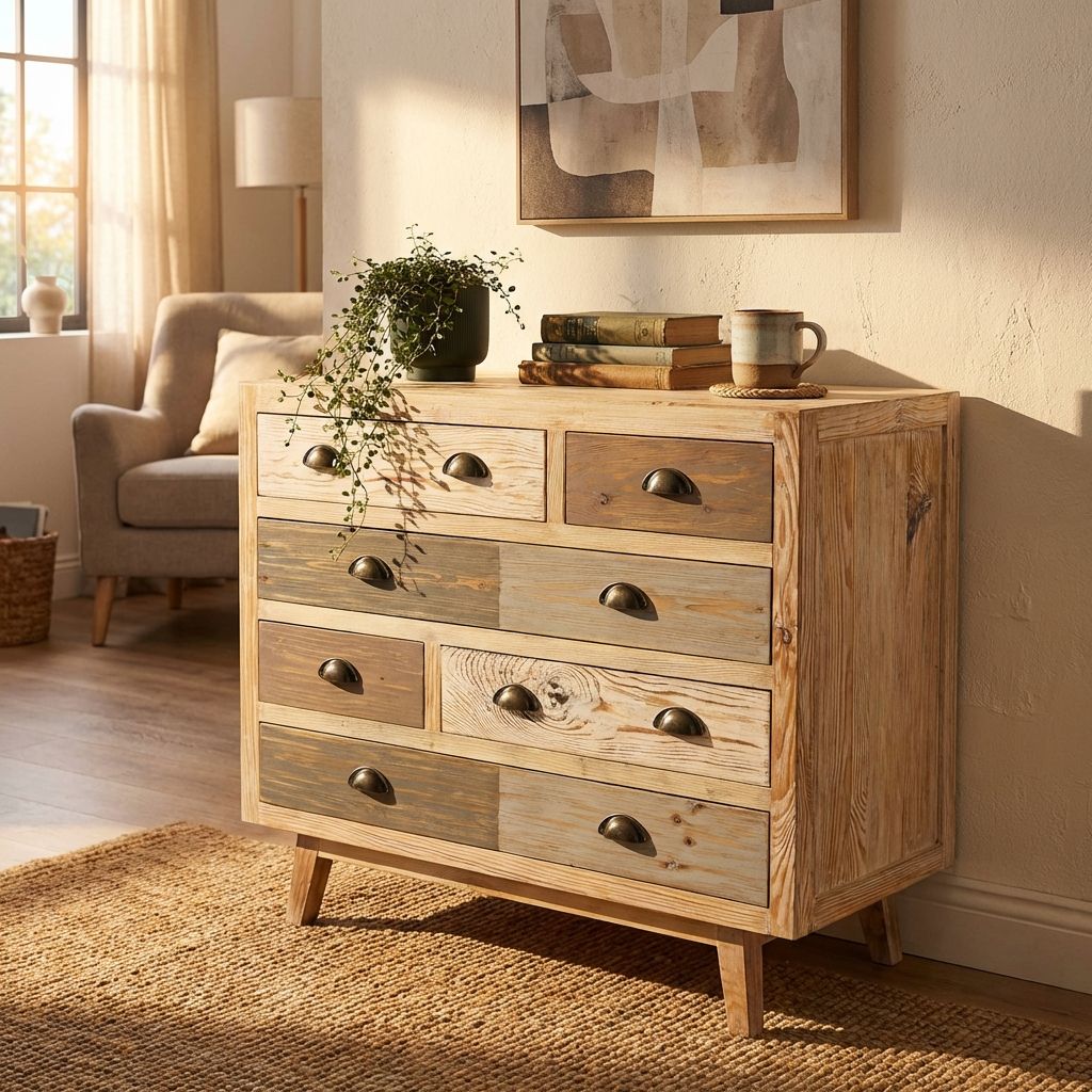 Cassettiera OTTA In Legno Massello Di Pino – 4 Cassetti, Stile Scandinavo Per Soggiorno O Camera Da Letto, 76,5x39,5x90 Cm