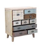 COLORWOOD - cassettiera nove cassetti in legno colorato da 80 cm