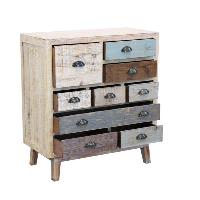 COLORWOOD - cassettiera nove cassetti in legno colorato da 80 cm