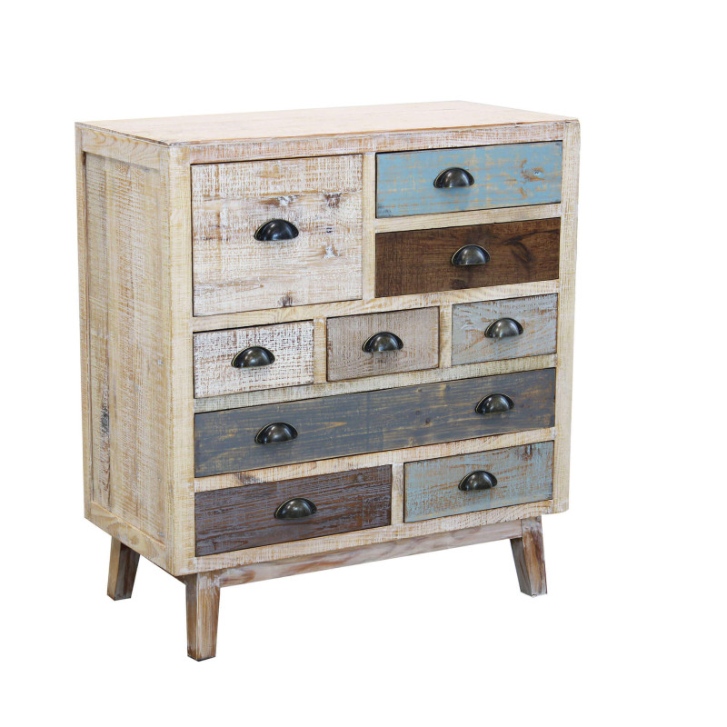 COLORWOOD - cassettiera nove cassetti in legno colorato da 80 cm