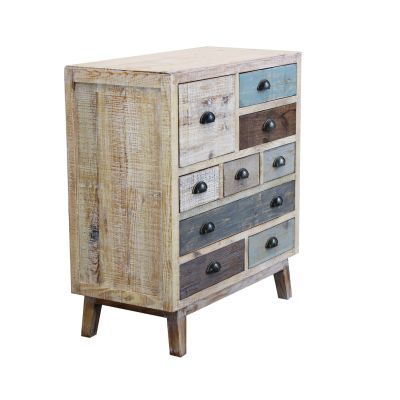 COLORWOOD - cassettiera nove cassetti in legno colorato da 80 cm