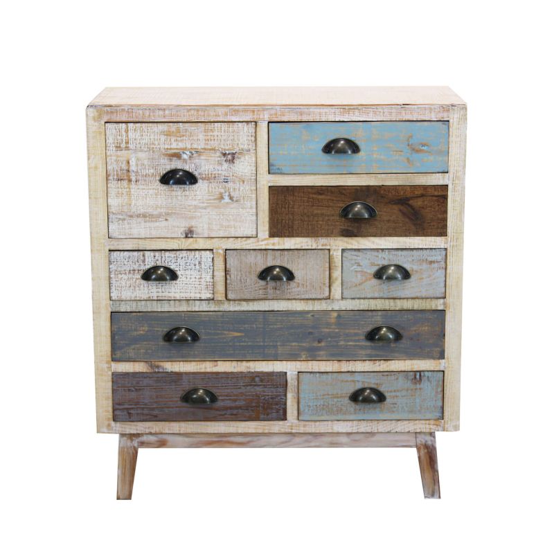 COLORWOOD - cassettiera nove cassetti in legno colorato da 80 cm