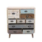 COLORWOOD - cassettiera nove cassetti in legno colorato da 80 cm