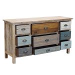 COLORWOOD - cassettiera nove cassetti in legno colorato da 130 cm