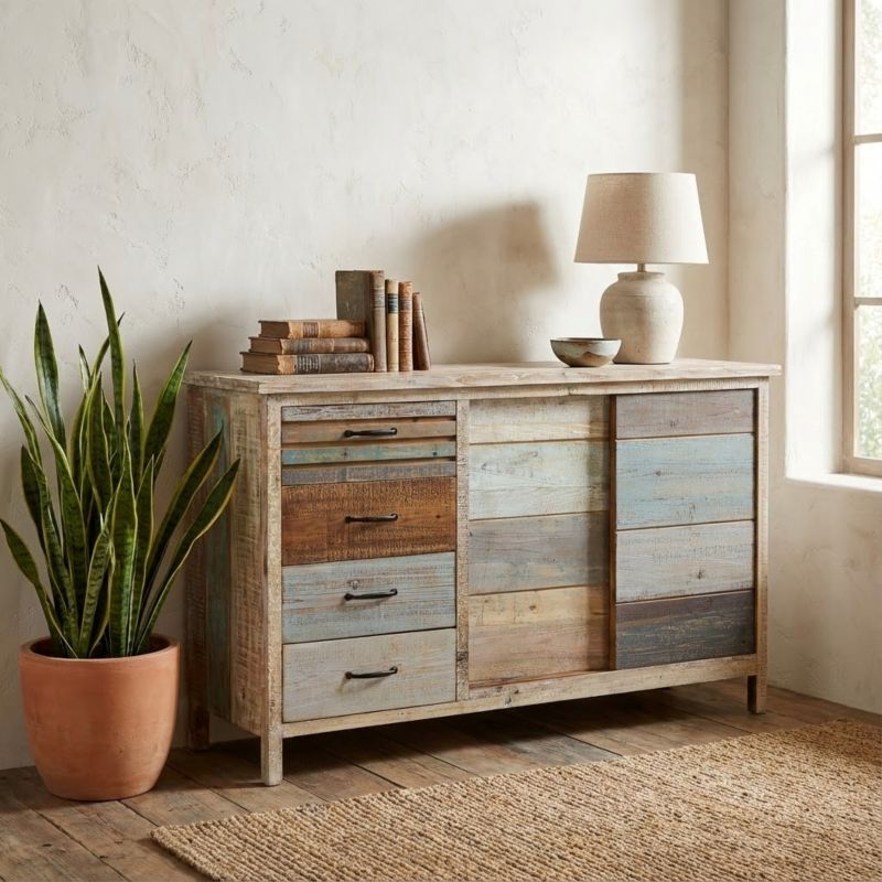 COLORWOOD - credenza quattro cassetti in legno colorato