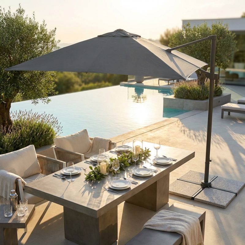 VOLTA - ombrellone da giardino decentrato 3 x 3