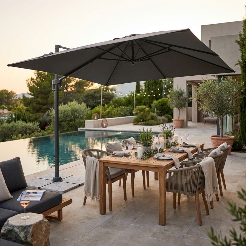 VOLTA - ombrellone da giardino decentrato 3 x 3