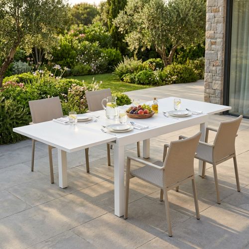 JERRI - tavolo da giardino in alluminio 90 X 90/180