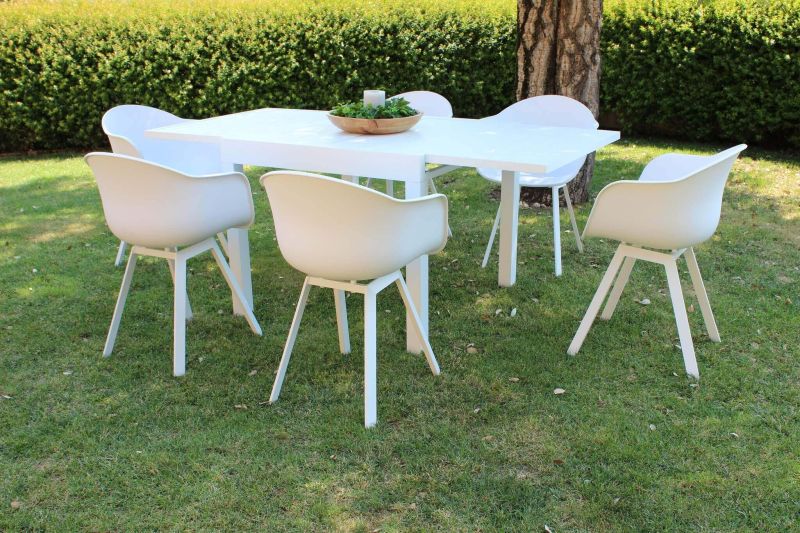 JERRI - tavolo da giardino in alluminio 90 X 90/180