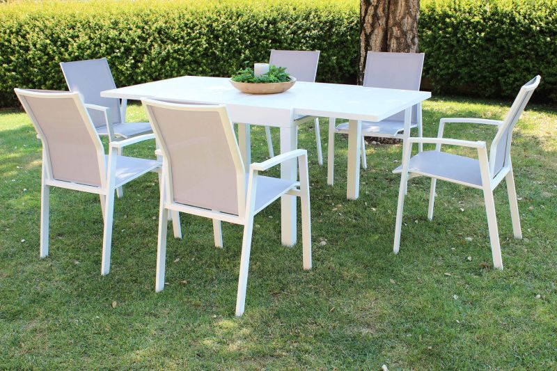 JERRI - tavolo da giardino in alluminio 90 X 90/180