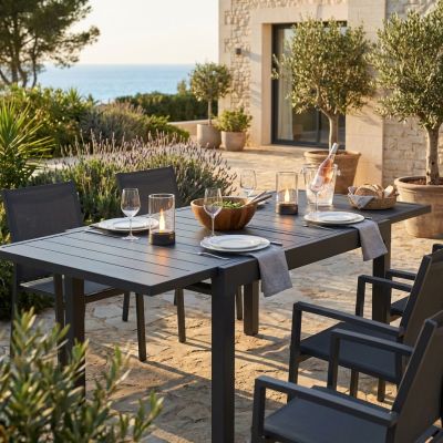 JERRI - tavolo da giardino in alluminio 90 X 90/180