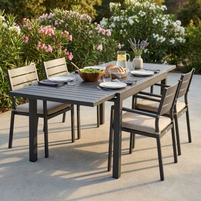 JERRI - tavolo da giardino in alluminio 90 X 90/180