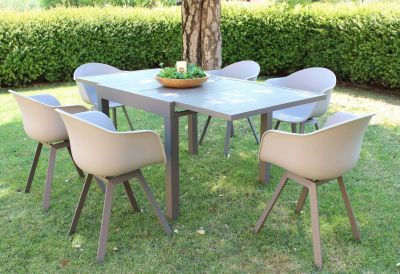 JERRI - tavolo da giardino in alluminio 90 X 90/180