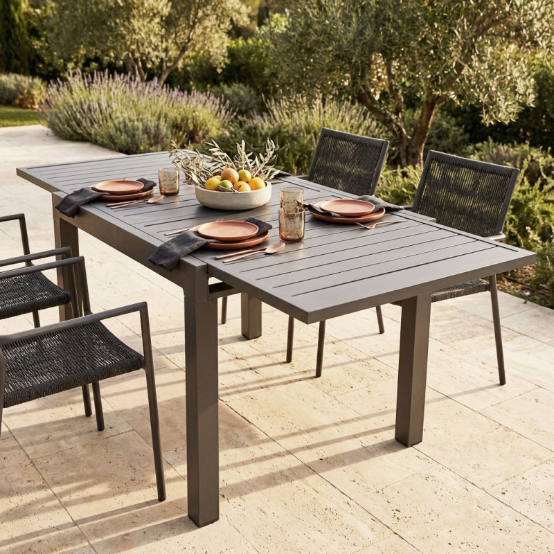 JERRI - tavolo da giardino in alluminio 90 X 90/180