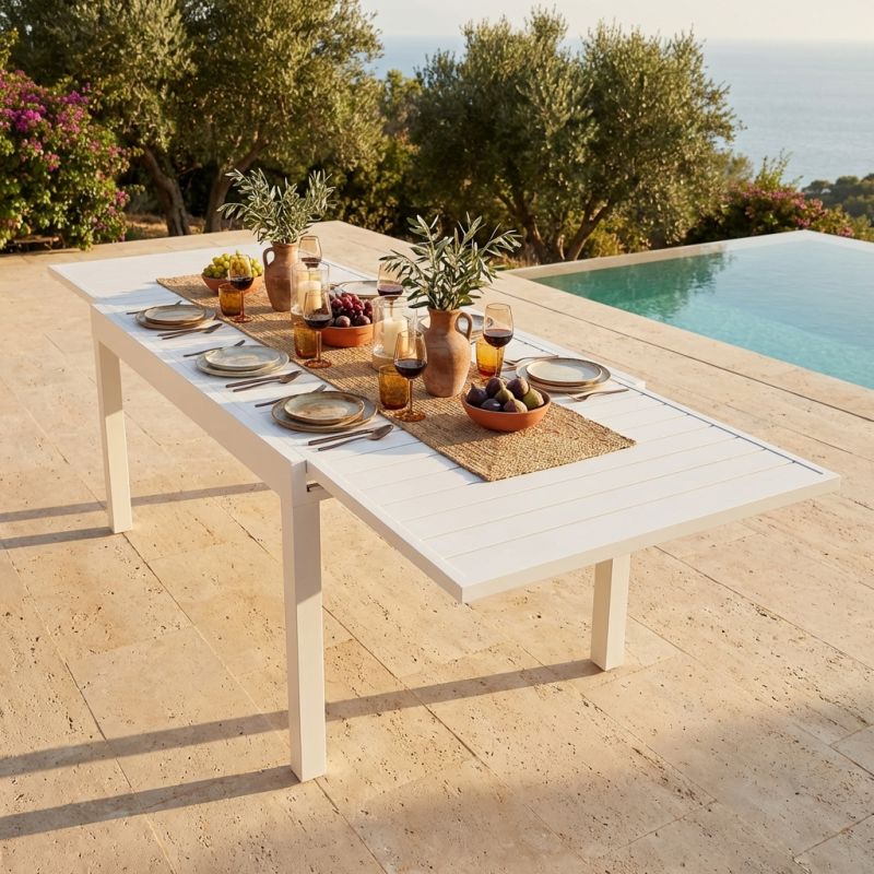 JERRI - tavolo da giardino in alluminio 90 X 135/270