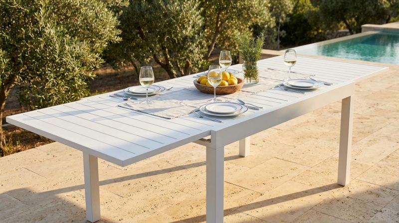 JERRI - tavolo da giardino in alluminio 90 X 135/270