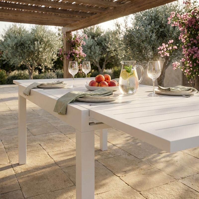 JERRI - tavolo da giardino in alluminio 90 X 135/270