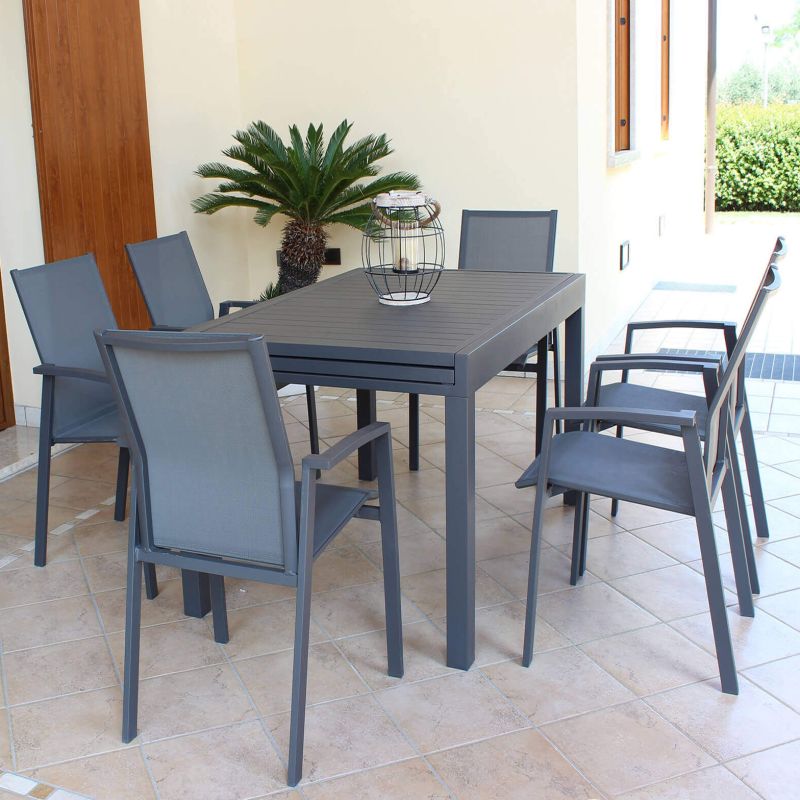 JERRI - tavolo da giardino in alluminio 90 X 135/270