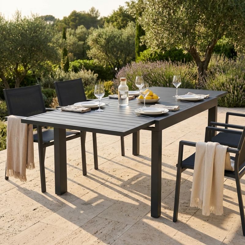 JERRI - tavolo da giardino in alluminio 90 X 135/270