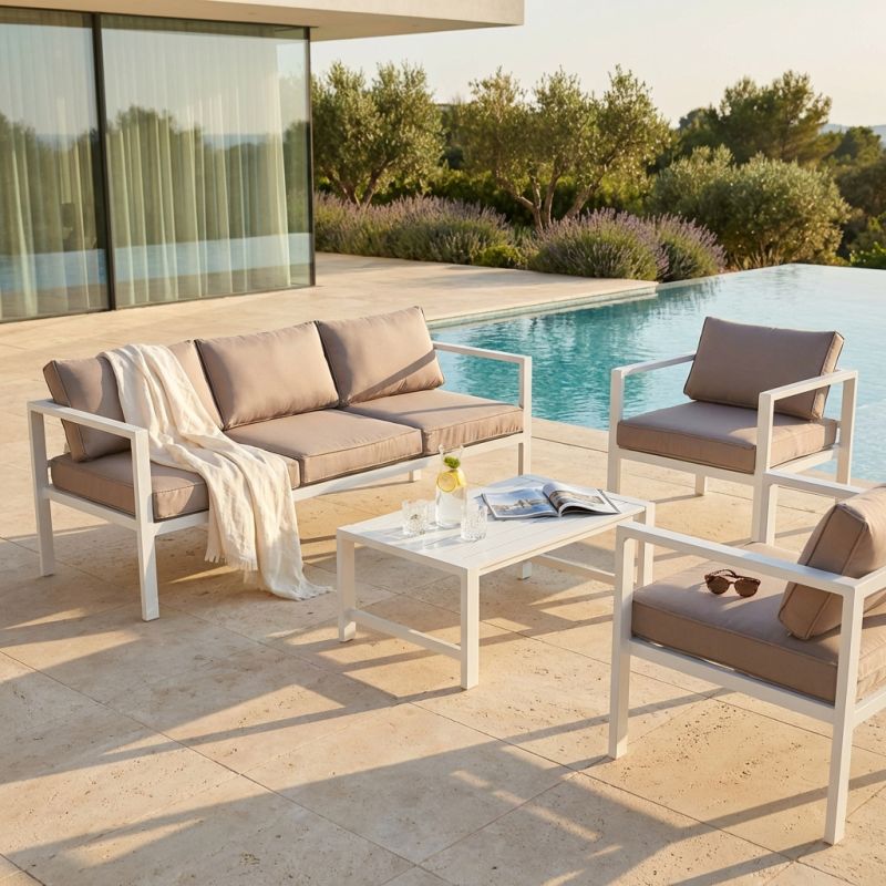 AULUS - salotto da giardino in alluminio 5 posti