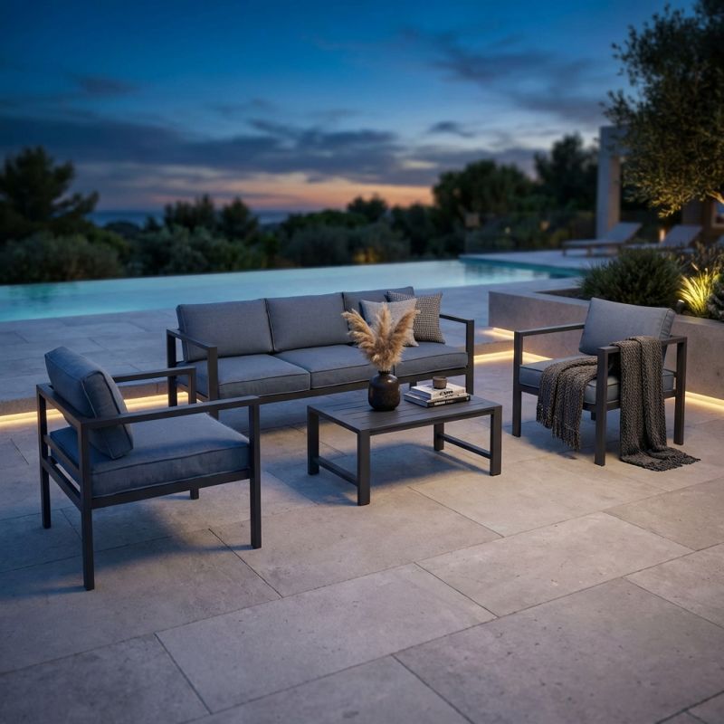 AULUS - salotto da giardino in alluminio 5 posti