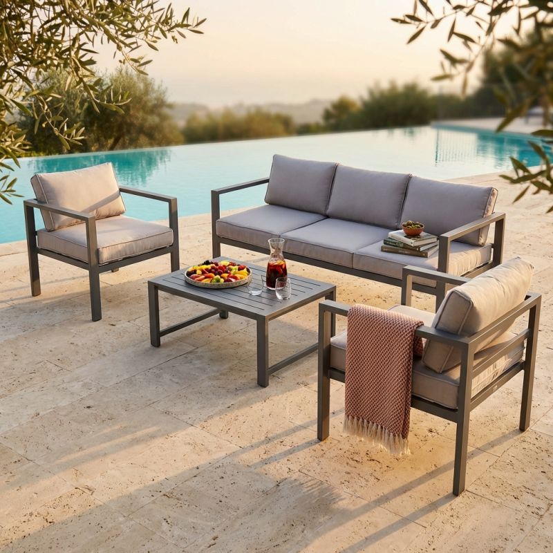 AULUS - salotto da giardino in alluminio 5 posti