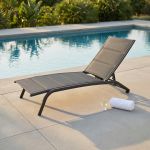 FELES - lettino da giardino impilabile in alluminio e textilene imbottito