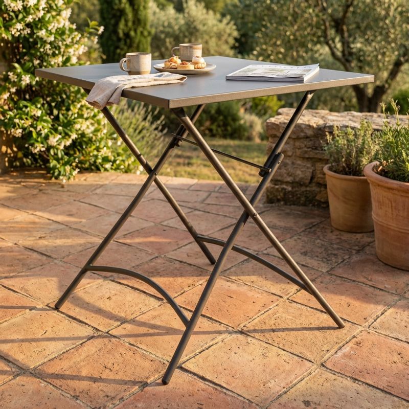 ROMANUS - tavolo da giardino quadrato pieghevole in ferro