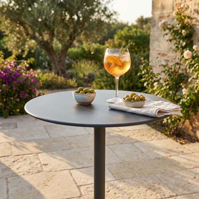 OPERA - tavolo alto da giardino in acciaio