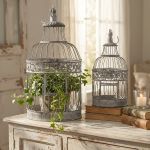 DORIAN - set di 2 gabbie rotonde bianco ossidato