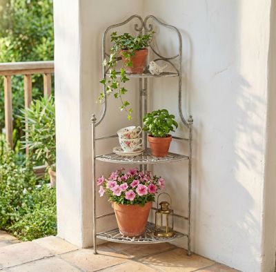 ELOÏSE - scaffale 3 piani angolare stile provenzale in ferro verniciato