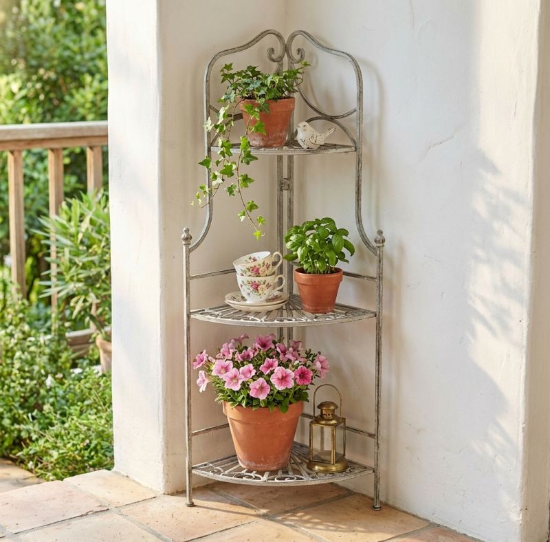 ELOÏSE - scaffale 3 piani angolare stile provenzale in ferro verniciato