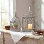 DORIAN - set di 2 gabbie rettangolari bianco ossidato