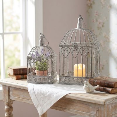 DORIAN - set di 2 gabbie rettangolari bianco ossidato