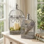 DORIAN - set di 2 gabbie rettangolari bianco ossidato