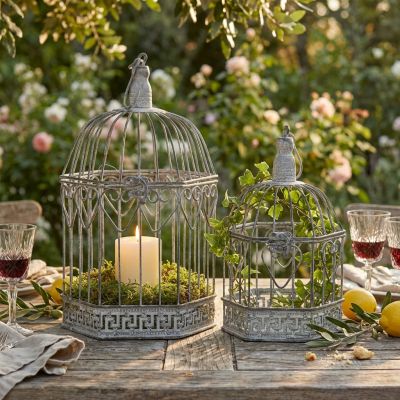 DORIAN - set di 2 gabbie esagonali bianco ossidato