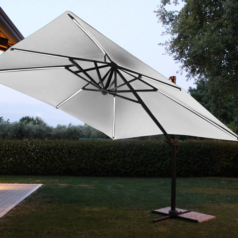 TESLA - ombrellone da giardino decentrato con led