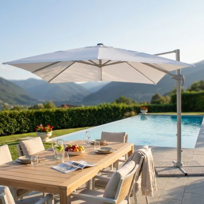 TESLA - ombrellone da giardino decentrato con led 3 x 4