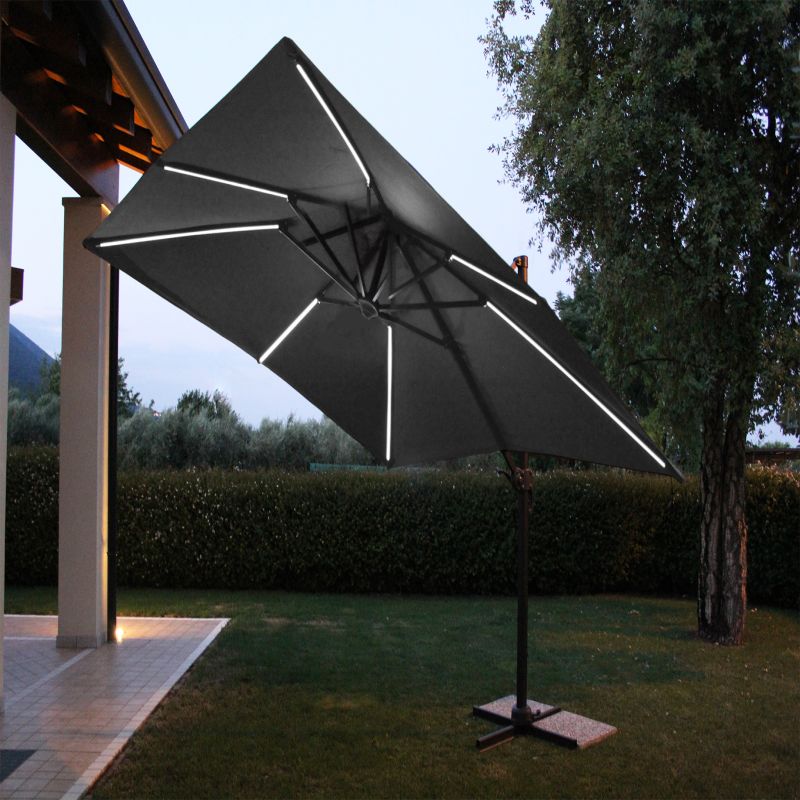TESLA - ombrellone da giardino decentrato con led 3 x 4