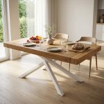 FLORA - tavolo in legno e acciaio 160 x 90