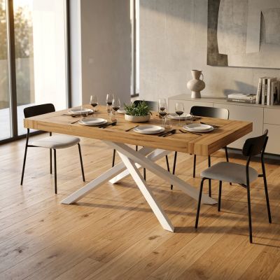 FLORA - tavolo in legno e acciaio 160 x 90