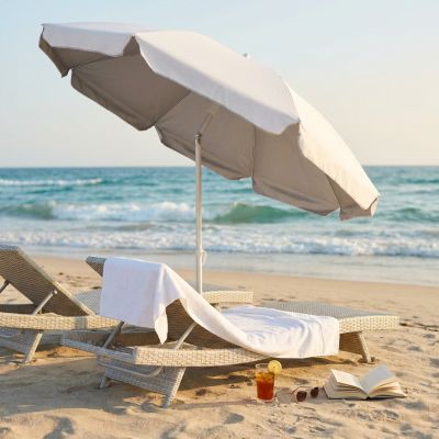 Ombrellone da spiaggia in alluminio colore bianco