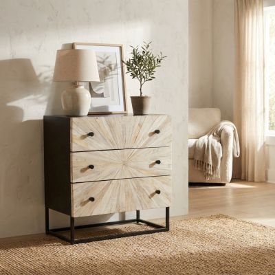 SPIRAL - cassettiera 3 cassetti legno e ferro