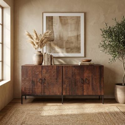 MANTRA - madia con decoro 4 ante legno e ferro