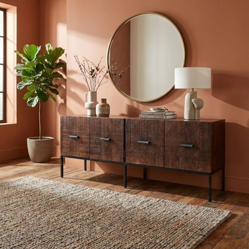 MANTRA - porta tv con decoro 4 ante legno e ferro