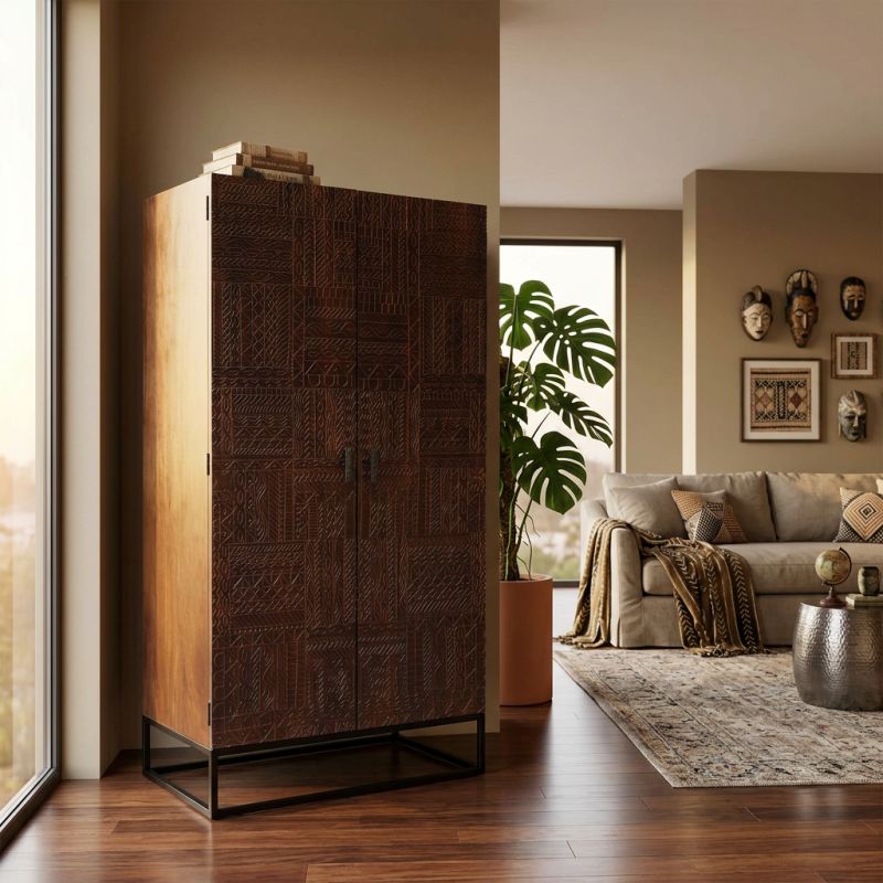 MANTRA - armadio con decoro 2 ante legno e ferro