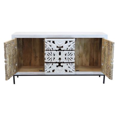 OHM - madia con decoro 2 ante 3 cassetti legno e ferro