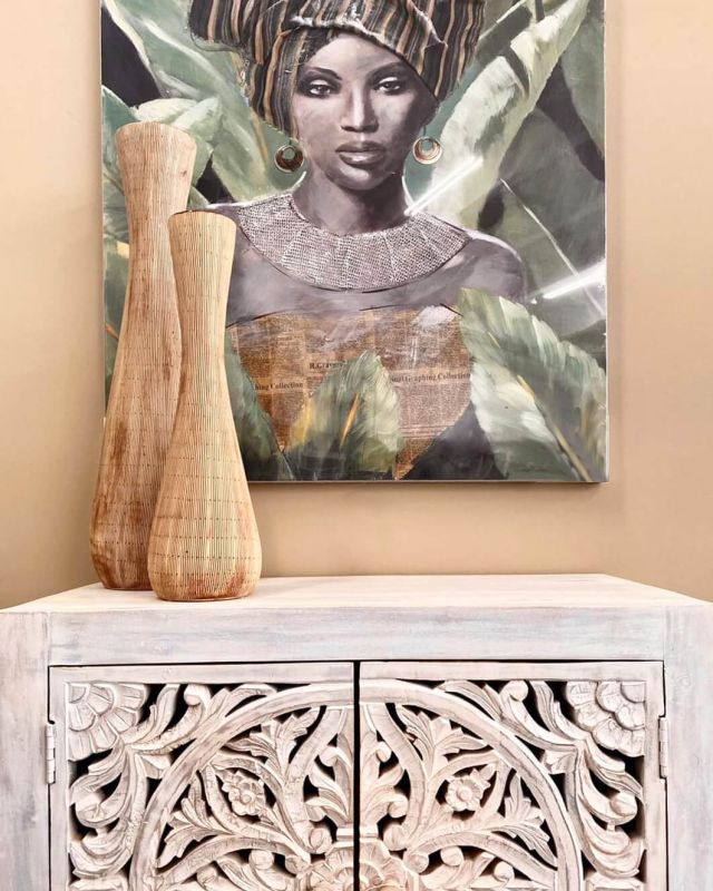 OHM - comò con decoro 2 ante legno e ferro