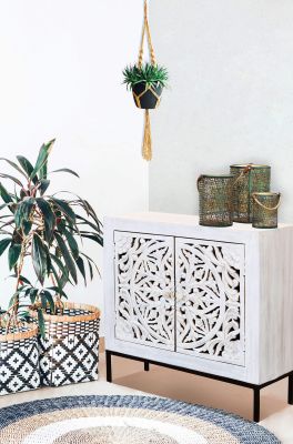 OHM - comò con decoro 2 ante legno e ferro