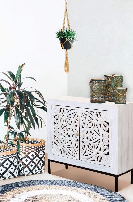 OHM - comò con decoro 2 ante legno e ferro